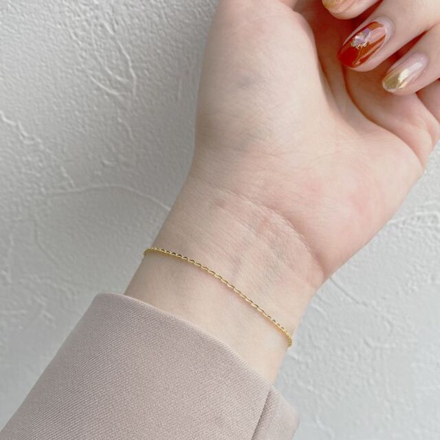 フラットアズキチェーンブレスレット【送料無料】- 大人