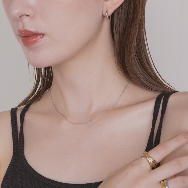 週末セール中　peau jewelry ルーチェリンクネックレス（細） 金属アレルギー対応 316L】スキンチェーンステンレスネックレス