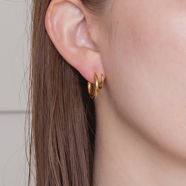 金属アレルギー対応 316L】スクリューステンレスフープピアス - ピアス