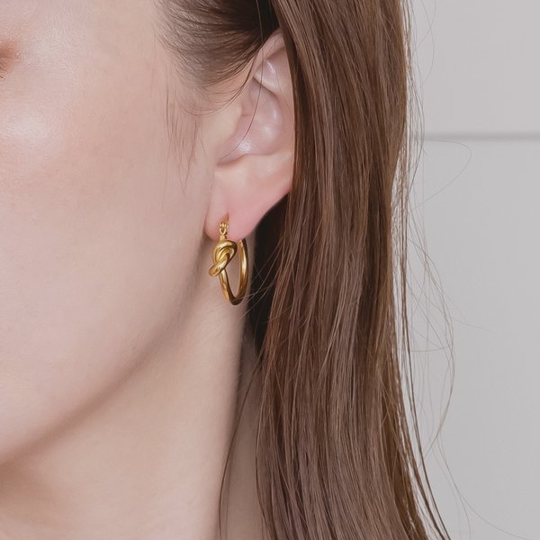 金属アレルギー対応 316L】ノットステンレスフープピアス - ピアスを