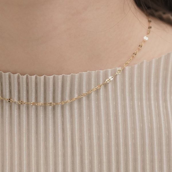 金属アレルギー対応 316L】シンプルペタルチェーンネックレス - リング