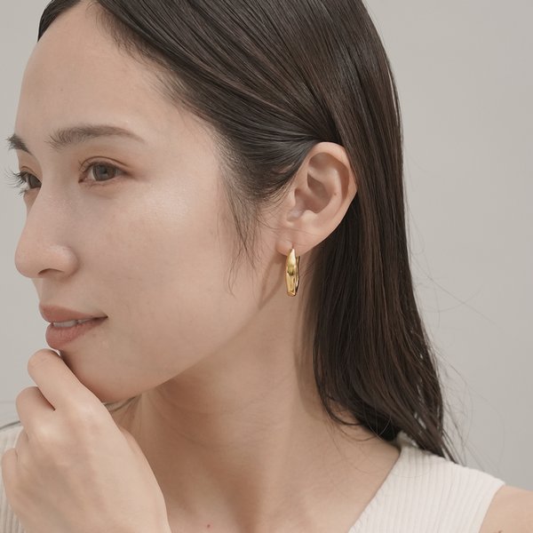 金属アレルギー対応 316L】ニュアンスステンレスフープピアス - ピアス