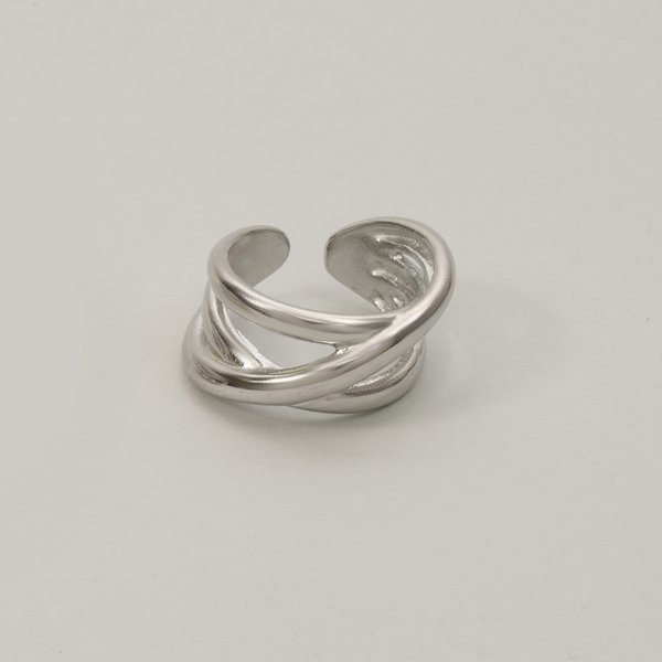 金属アレルギー対応 316L】スリークロスラインステンレスリング