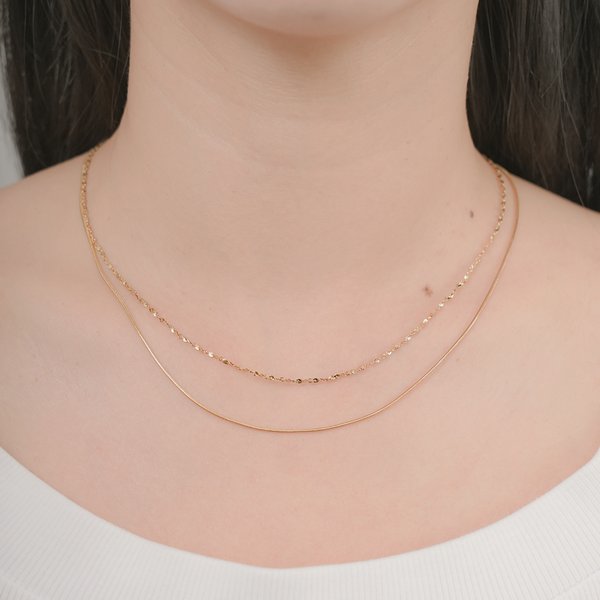 金属アレルギー対応 316L】ペタル×スネーク2連ステンレスネックレス