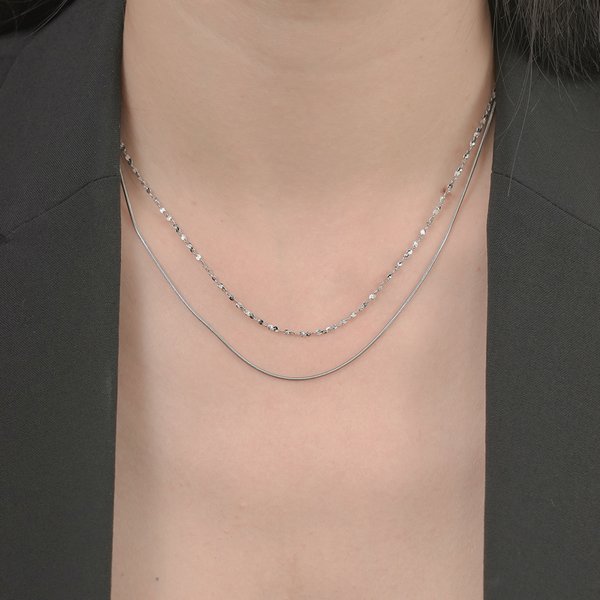 金属アレルギー対応 316L】ペタル×スネーク2連ステンレスネックレス