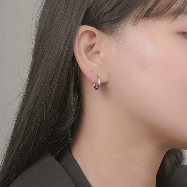 金属アレルギー対応 316L】シンプルステンレスフープピアス
