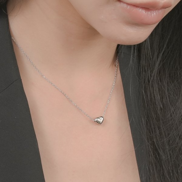 金属アレルギー対応 316L】ぷっくりハートスレンレスネックレス