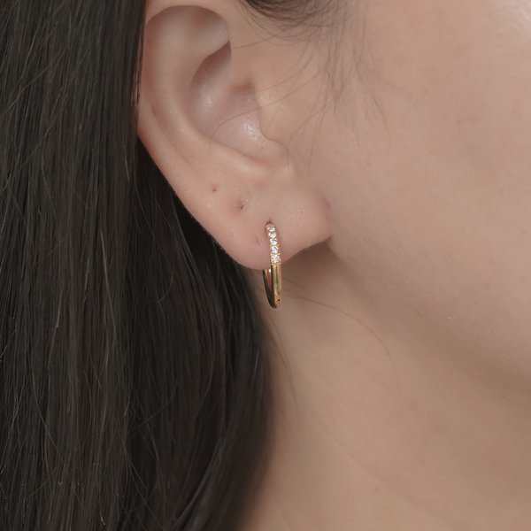 金属アレルギー対応 316L】ジルコニアステンレスフープピアス - リング