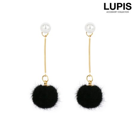 パール×ファーボールロングピアス | 激安ピアスの通販販売 - ルピス(LUPIS)