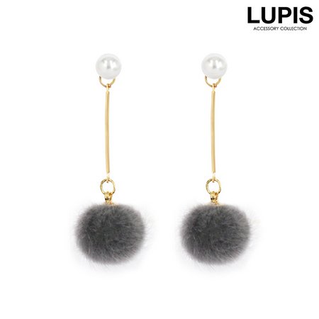 パール×ファーボールロングピアス | 激安ピアスの通販販売 - ルピス(LUPIS)