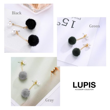 パール×ファーボールロングピアス | 激安ピアスの通販販売 - ルピス(LUPIS)