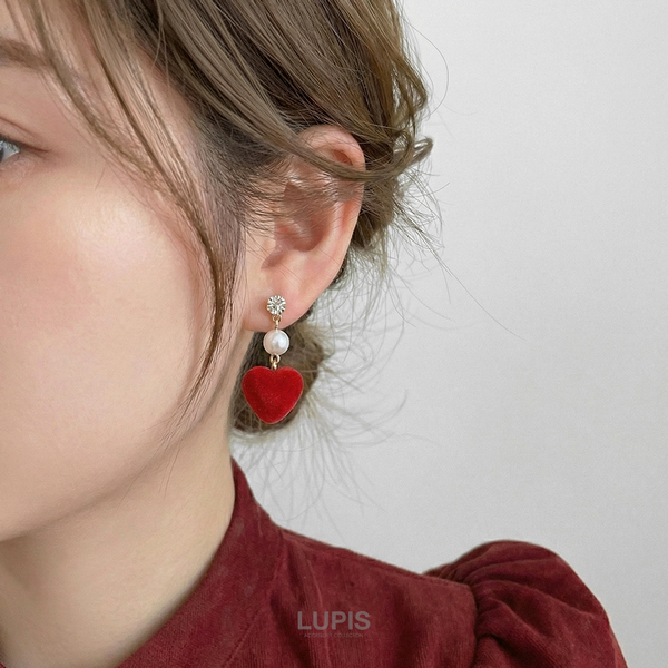 クラシカルフロッキーハートイヤリング | 激安イヤリングの通販販売