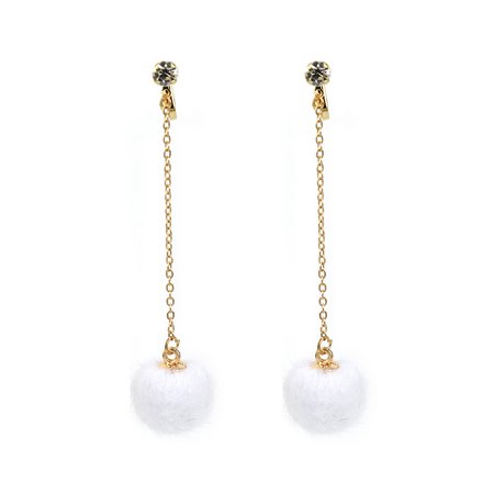 ファーボール×ストーンロングチェーンイヤリング | 激安イヤリングの