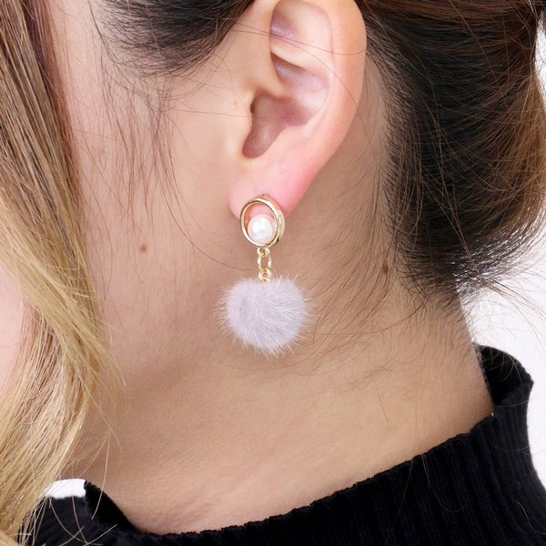 リング×パールファーボールピアス| 激安ピアスの通販販売 - ルピス(LUPIS)