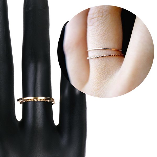 ツイスト×シンプルラインゴールドリングセット - リング（指輪）を激安