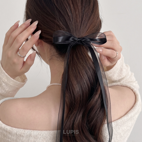 オーガンジー×サテンリボンヘアゴム - ヘアアクセサリーを激安で通販