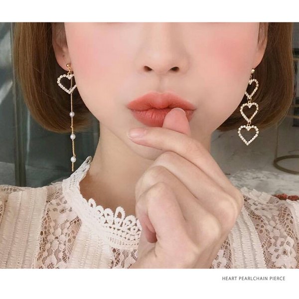 ハート×パールチェーンゴージャスピアス | 激安ピアスの通販販売