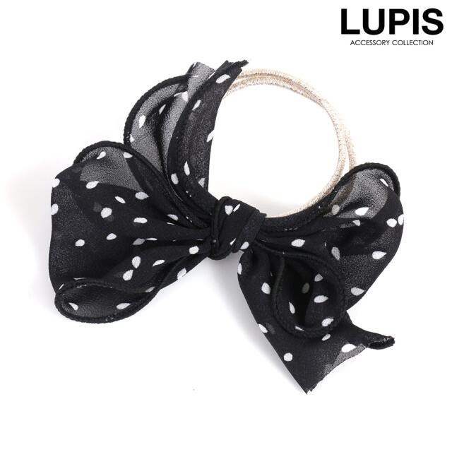 ドットリボンヘアゴム/ブラック - ヘアアクセサリーを激安で通販販売  
