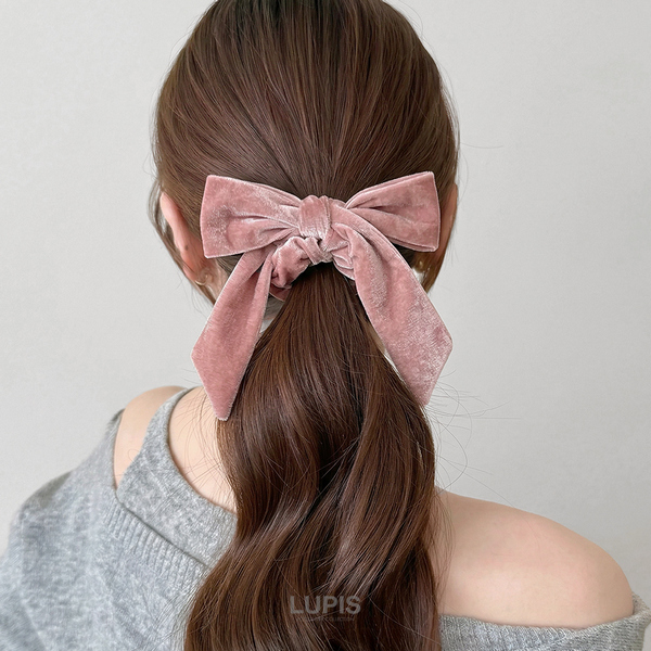 ベロア調リボンシュシュ - ヘアアクセサリーを激安で通販販売