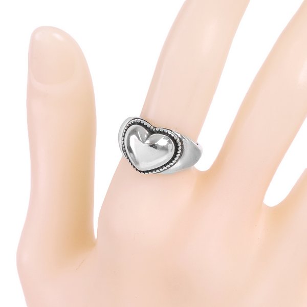 チェーン×ハートアンティークシルバーリング - リング（指輪）を激安で