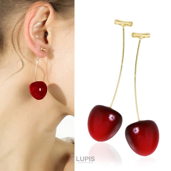 チェリー型Pt. ルビーピアス アメリカンチェリーピアス | 激安ピアスの通販販売 - ルピス(LUPIS)
