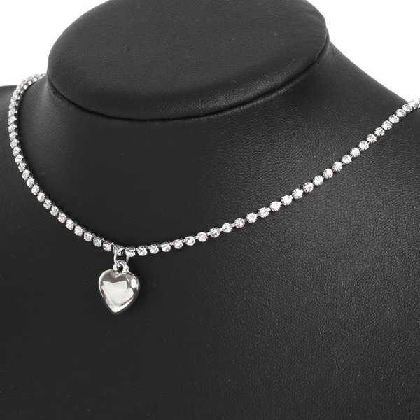 ハート×ラインストーンネックレス - ネックレスを激安で通販販売