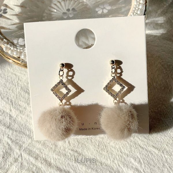 スクエアフレーム×ポンポンファーピアス | 激安ピアスの通販販売  