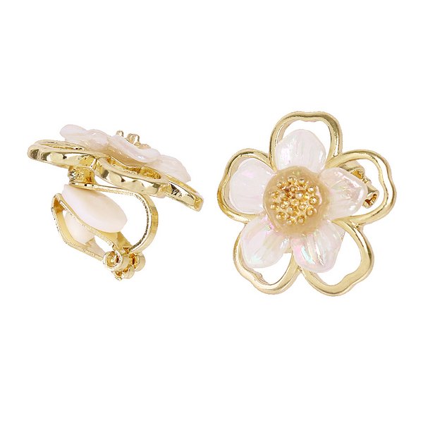 オーロラ×ゴールドフラワーイヤリング | 激安イヤリングの通販販売