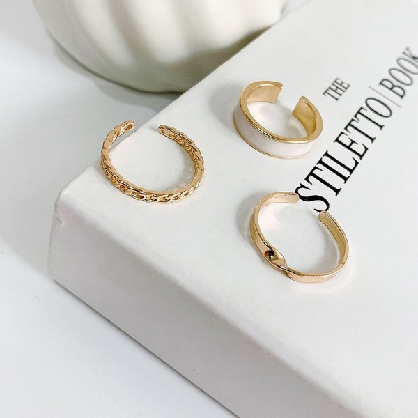 マーブル×チェーン×ツイストリングセット - リング（指輪）を激安で