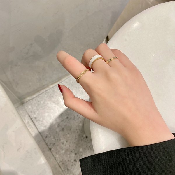 マーブル×チェーン×ツイストリングセット - リング（指輪）を激安で