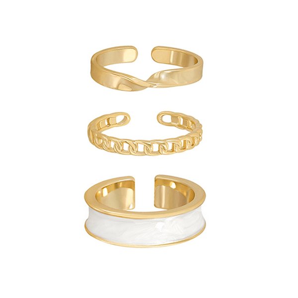 マーブル×チェーン×ツイストリングセット - リング（指輪）を激安で