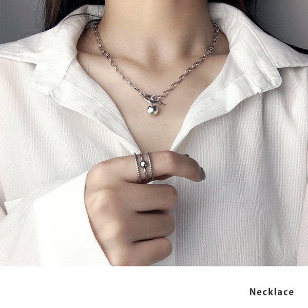 メタルボールマンテルチェーンネックレス - ネックレスを激安で通販