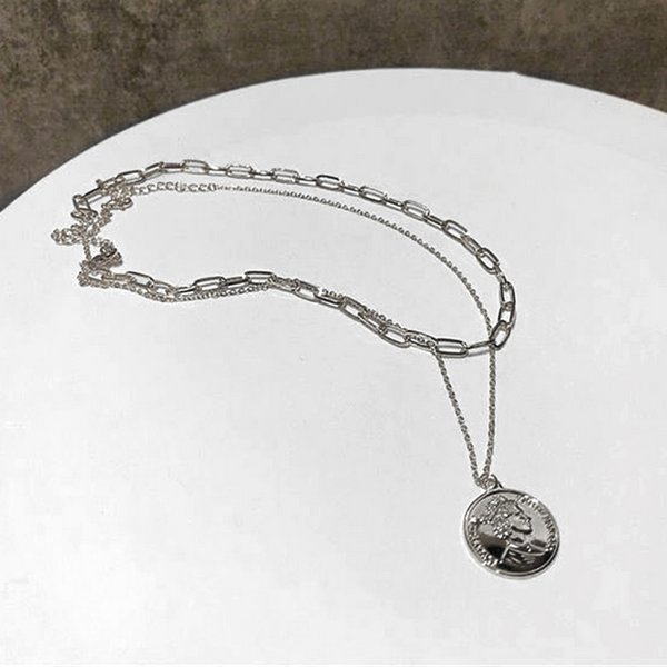 コイン×チェーン2連ネックレス - ネックレスを激安で通販販売
