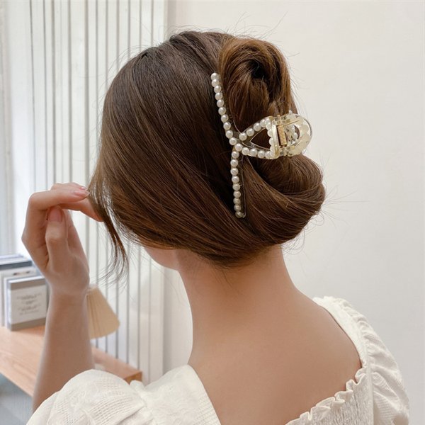 パールクリアバンスクリップ - ヘアアクセサリーを激安で通販販売