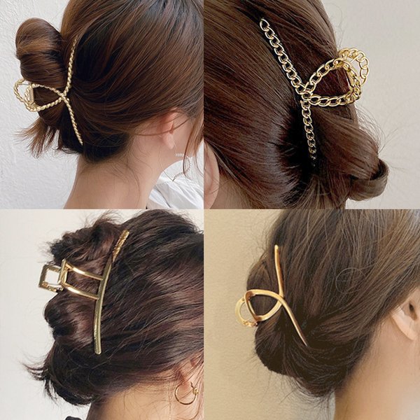 ヘアクリップ バンスクリップ 大きめ 波 メタルライン シルバー