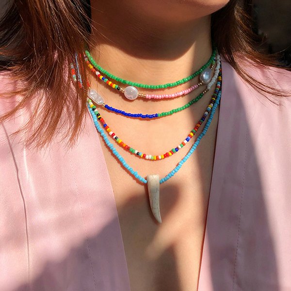カラービーズチョーカーネックレス - ネックレスを激安で通販販売