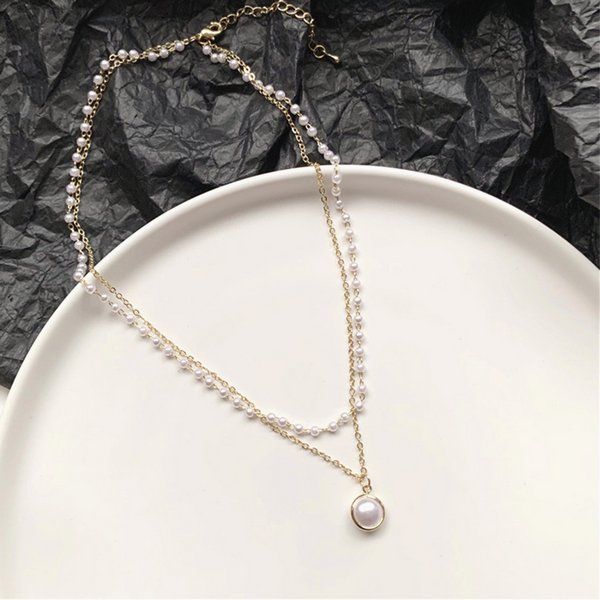 パール×チェーンチョーカー2連ネックレス - ネックレスを激安で通販