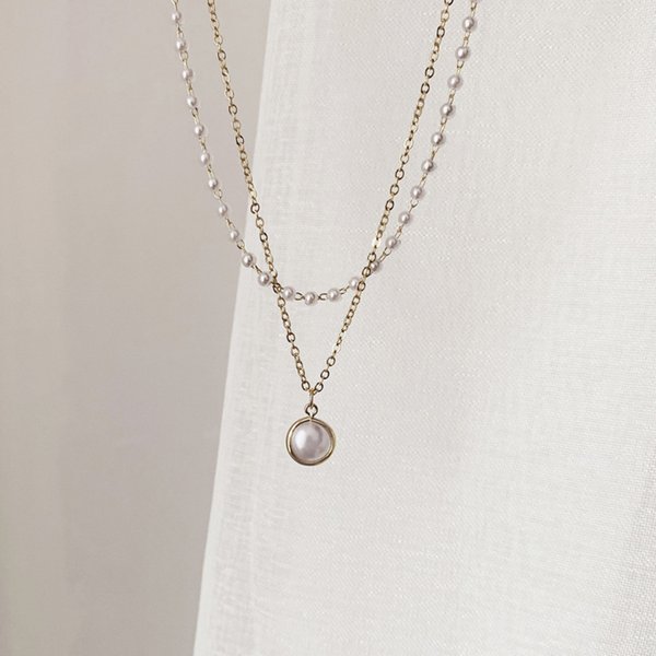 パール×チェーンチョーカー2連ネックレス - ネックレスを激安で通販
