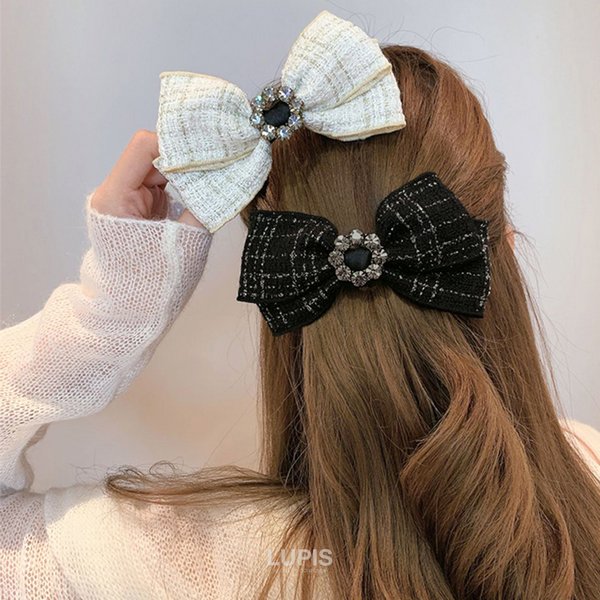 ツイードリボンバレッタ - ヘアアクセサリーを激安で通販販売