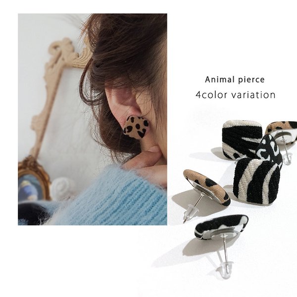 アニマル柄スクエアボタンピアス | 激安ピアスの通販販売 - ルピス(LUPIS)
