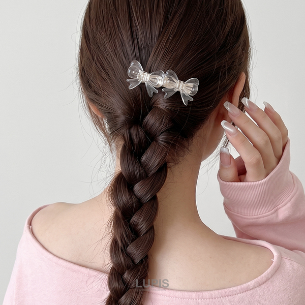 クリアリボンミニヘアクリップ - ヘアアクセサリーを激安で通販販売