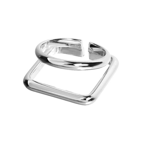 スクエア×サークルダブルラインリング - リング（指輪）を激安で