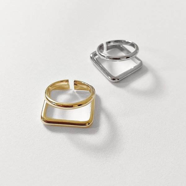 スクエア×サークルダブルラインリング - リング（指輪）を激安で