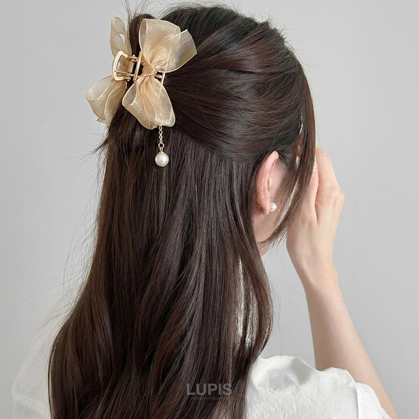 オーガンジーリボンバンスクリップ - ヘアアクセサリーを激安で通販