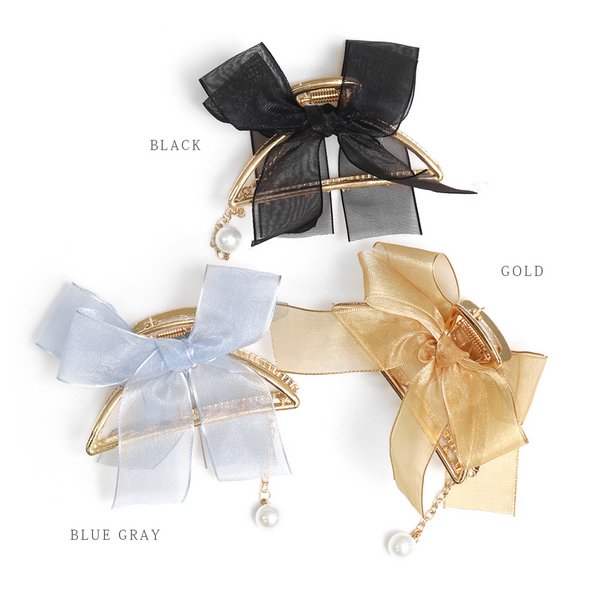 オーガンジーリボンバンスクリップ - ヘアアクセサリーを激安で通販