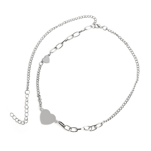 メタルハートプレートチェーンネックレス - ネックレスを激安で通販