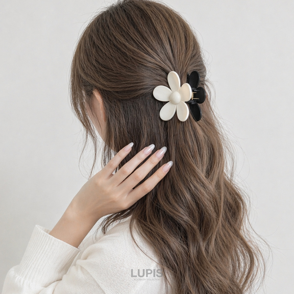 バイカラーフラワーバンスクリップ - ヘアアクセサリーを激安で通販