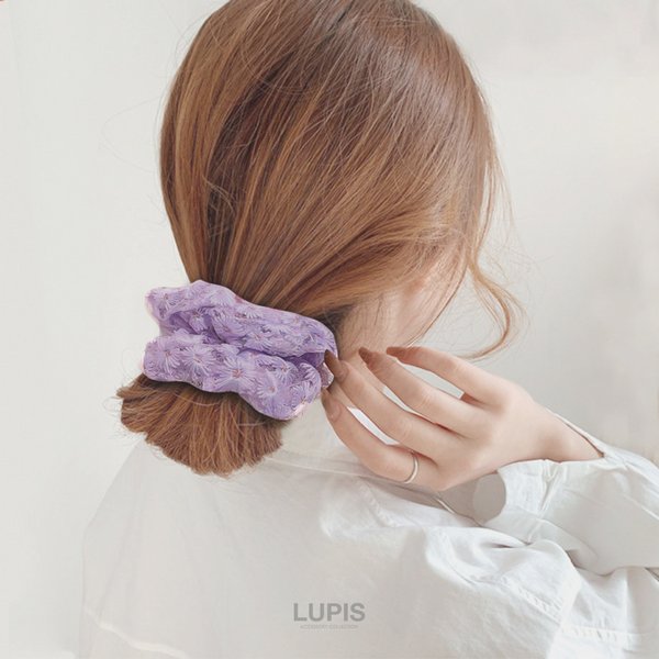 刺繍フラワーシュシュ - ヘアアクセサリーを激安で通販販売 | プチプラ