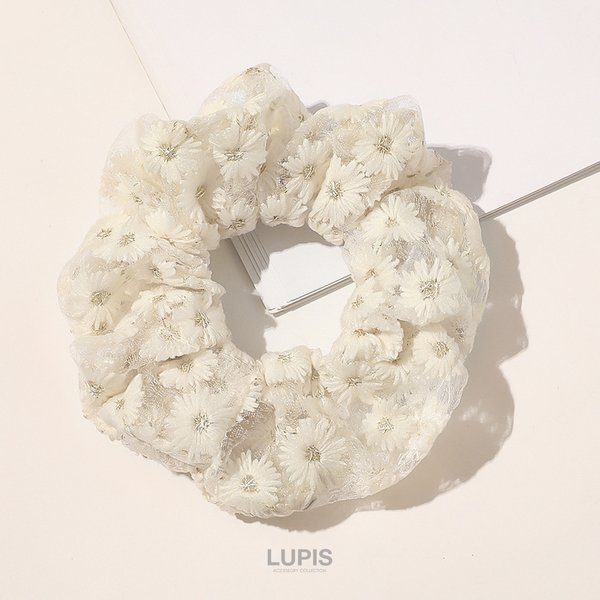 刺繍フラワーシュシュ - ヘアアクセサリーを激安で通販販売 | プチプラ