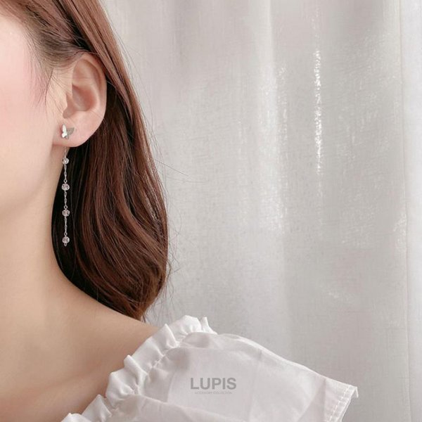 バタフライ×ビーズチェーンバックキャッチピアス | 激安ピアスの通販